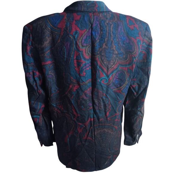 Vintage Womens Small 6 Blazer 1980's Paisley Double-Breasted USA Padded Mom - Picture 3 of 6